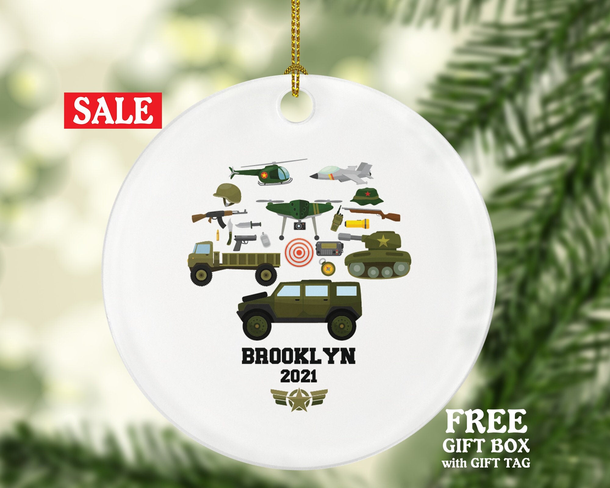 Military Christmas Ornament Personalized, Custom Military Service Army for Holiday, Soldier, Gift for Military Soldier