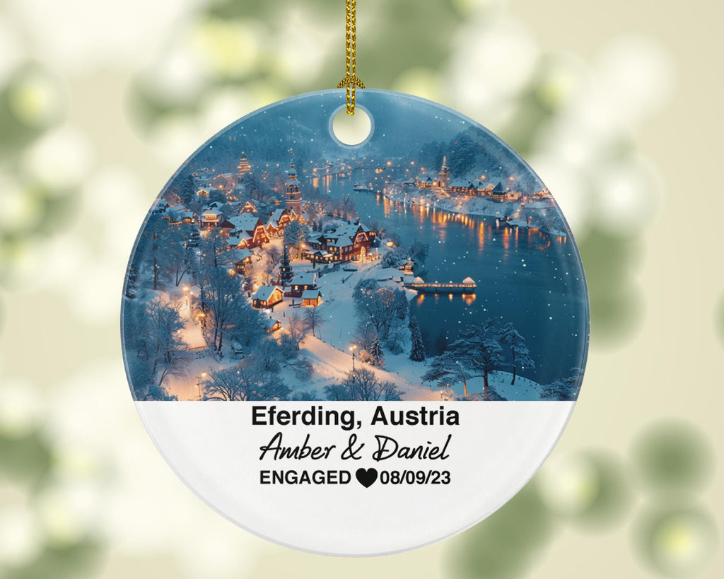 Custom Austria Eferding Ornament – Personalized Eferding Castle, Aschach River Keepsake, Couple Gift for Wedding or Honeymoon