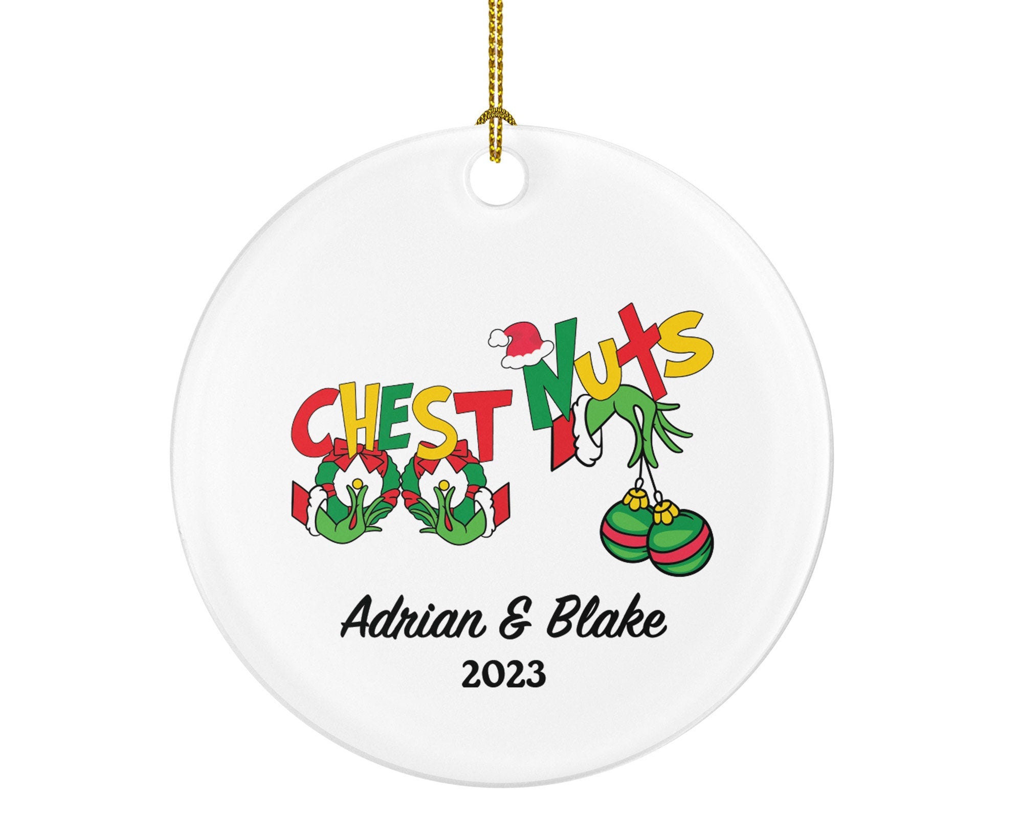Chest Nuts Couple Funny Christmas Ornament - Personalized Mr and Mrs Married Future Marriage Husband Wife Fiancé Love
