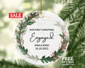 First Christmas Engaged Personalized Ornament - Engagement Announcement Couple Gift - Greenery