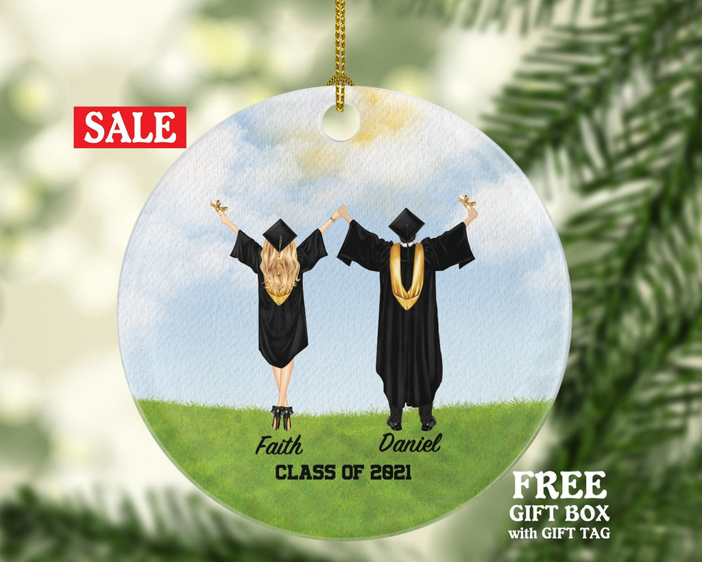 Graduation Christmas Ornament for Graduate Female Male Couple Friends - Class Of Bff Masters Bachelor Doctorate College High School