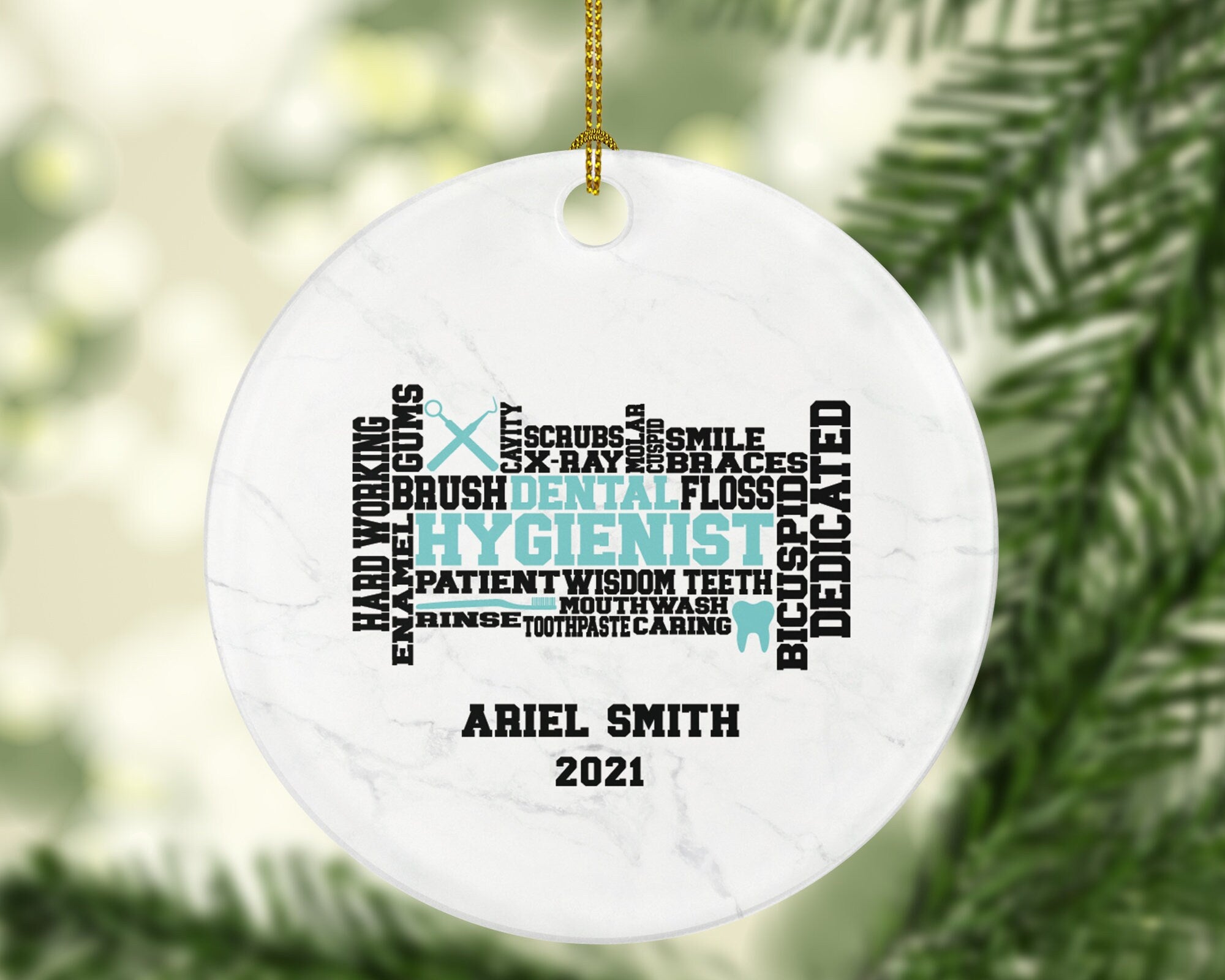 Dental Hygienist Christmas Ornament Personalized - Custom Name Gift