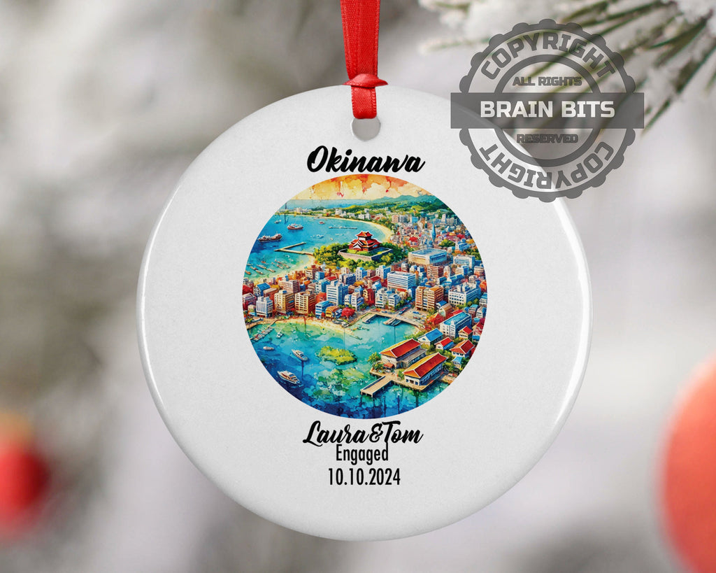 Okinawa, Japan Ornament, Engagement, Married, Travel, Gift for Engaged Couple, Engagement Gift, Trip, Vacation Souvenir