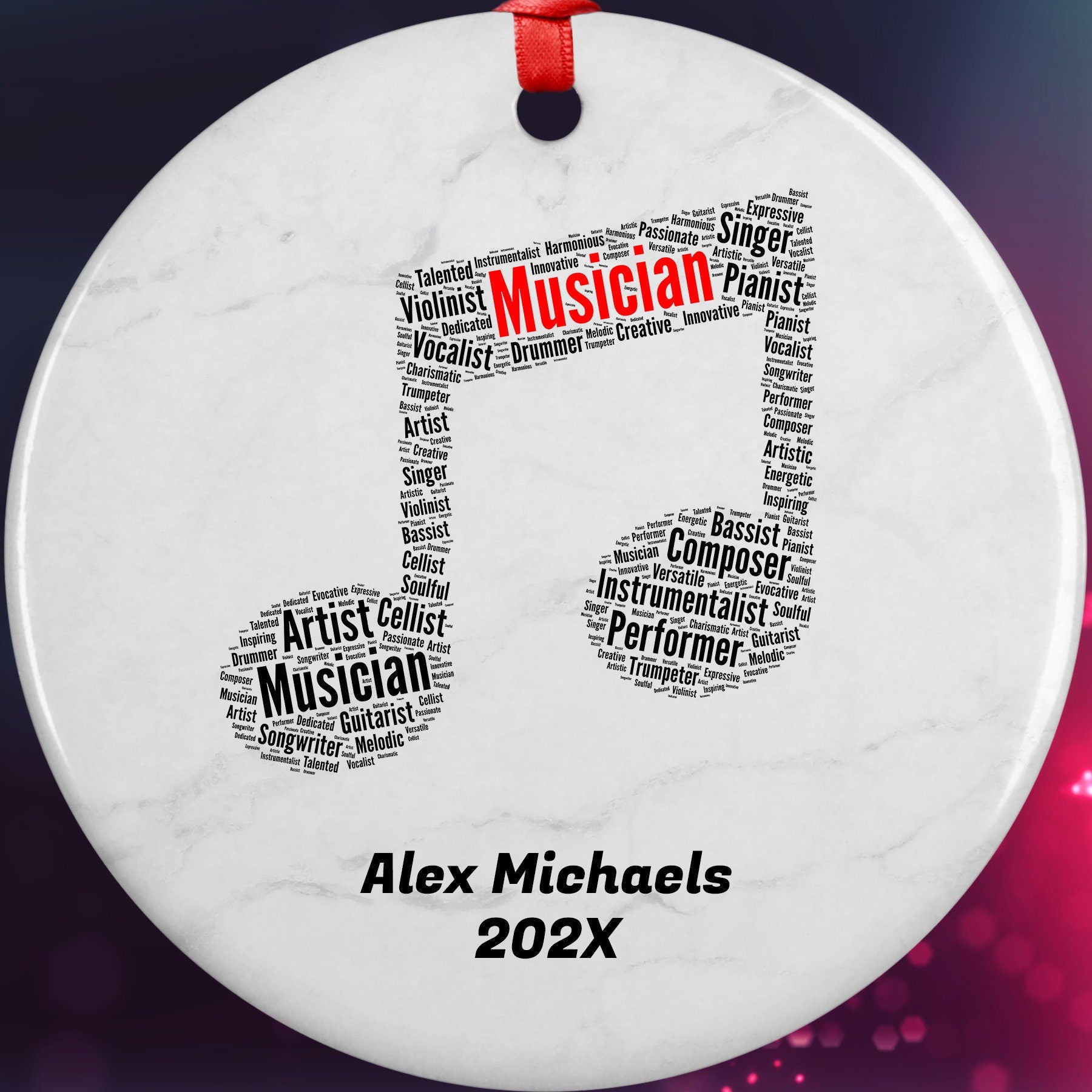 Musician Personalized Christmas Ornament Backup