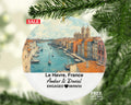 Personalized Le Havre France Christmas Ornament, Seaside Views, Mr & Mrs Wedding, Engagement, or Honeymoon Keepsake for Couples