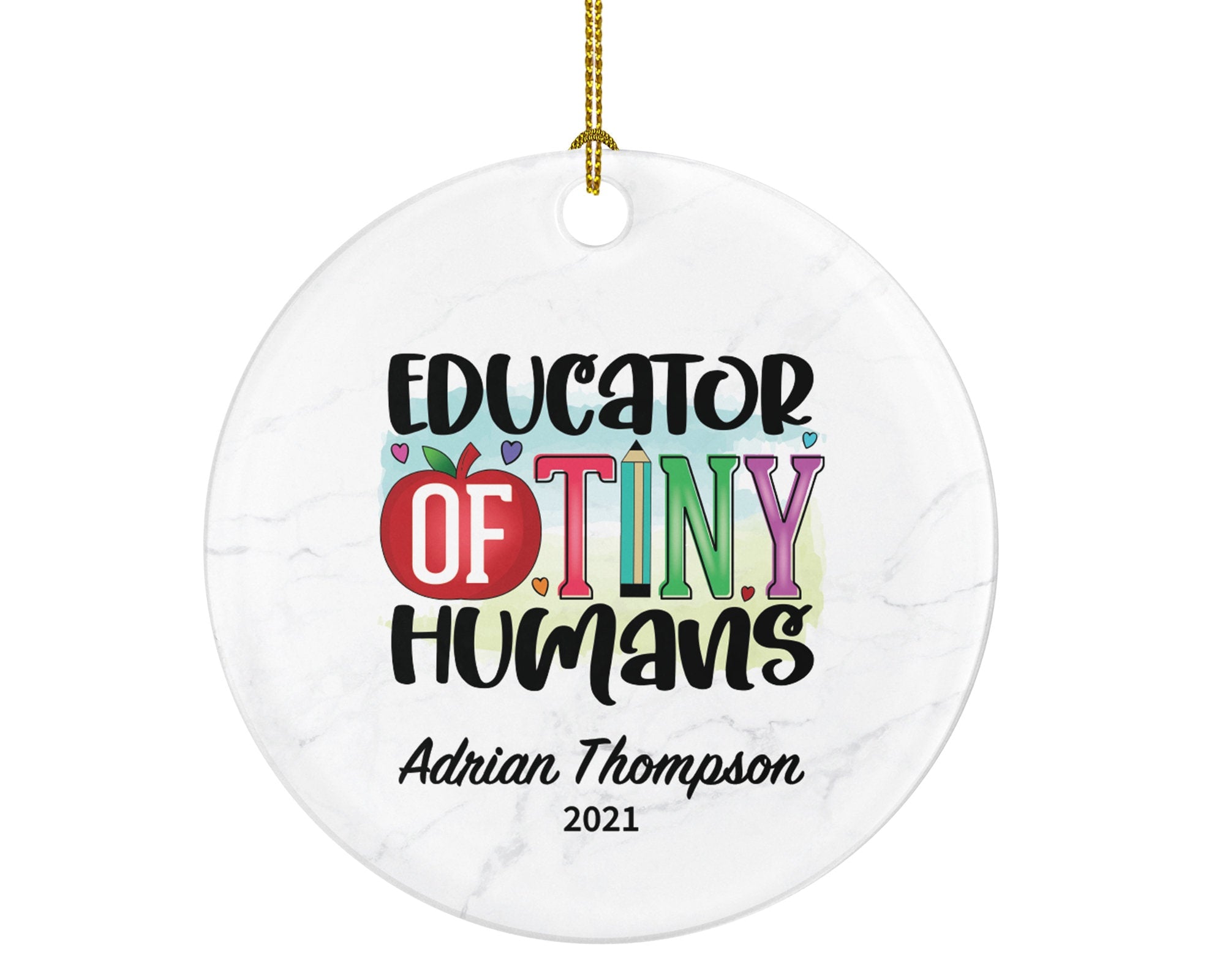 Teacher Ornament Personalized - Daycare Preschool Montessori Educator of Tiny Humans Custom Gift from Student Appreciation Mr Mrs School