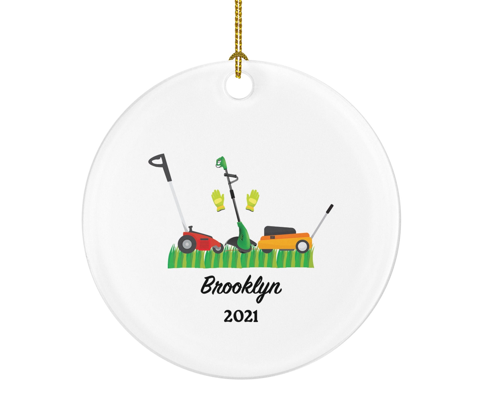 Lawn Mower Christmas Ornament Personalized, Mowing Grass, Lawn Care Worker, Landscapers, Cutting The Grass, Push Mower Gift For Lawn