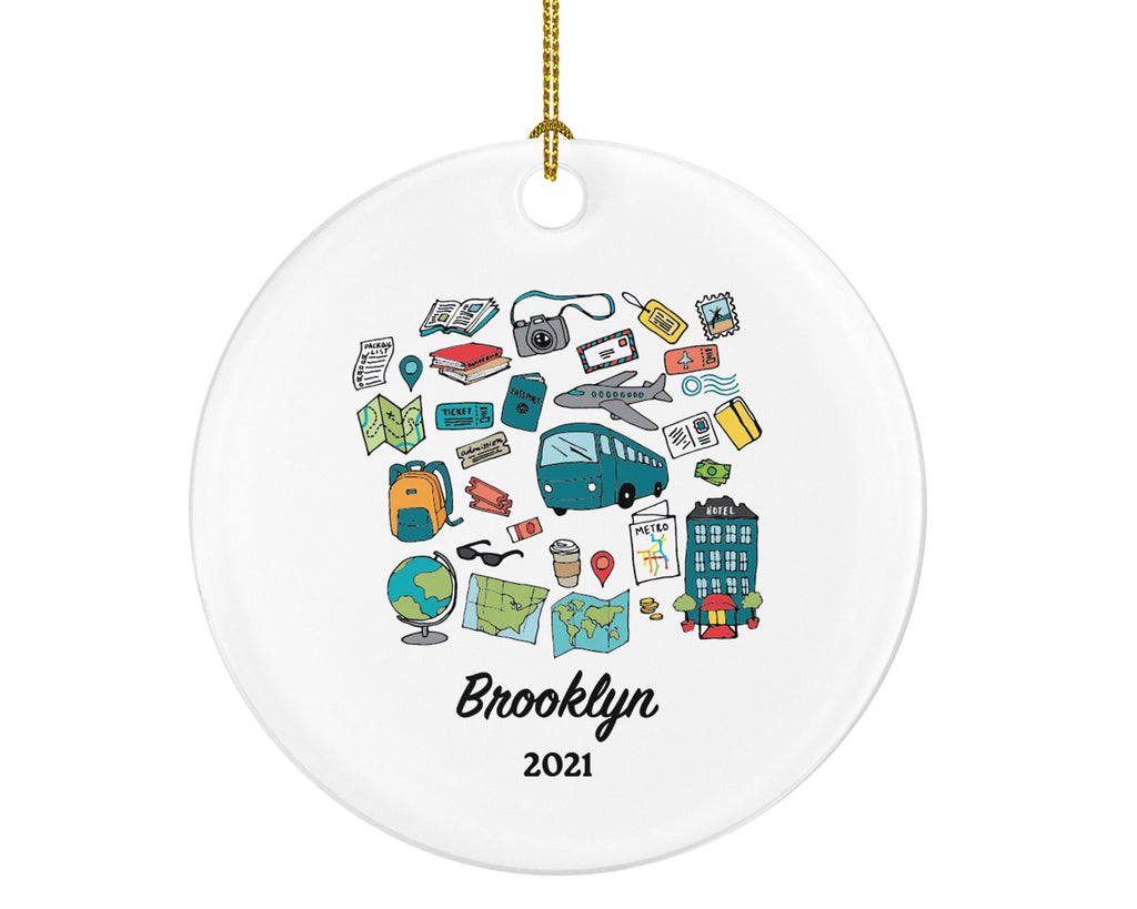 Traveler Christmas Ornament Personalized - Vacation Travel Lover Gift For Traveler - Custom Name Year