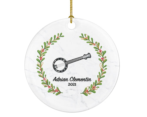 Banjo Instrument Christmas Ornament Personalized - Musical Instrument Player Music Lover Custom Holiday Gift for Musician