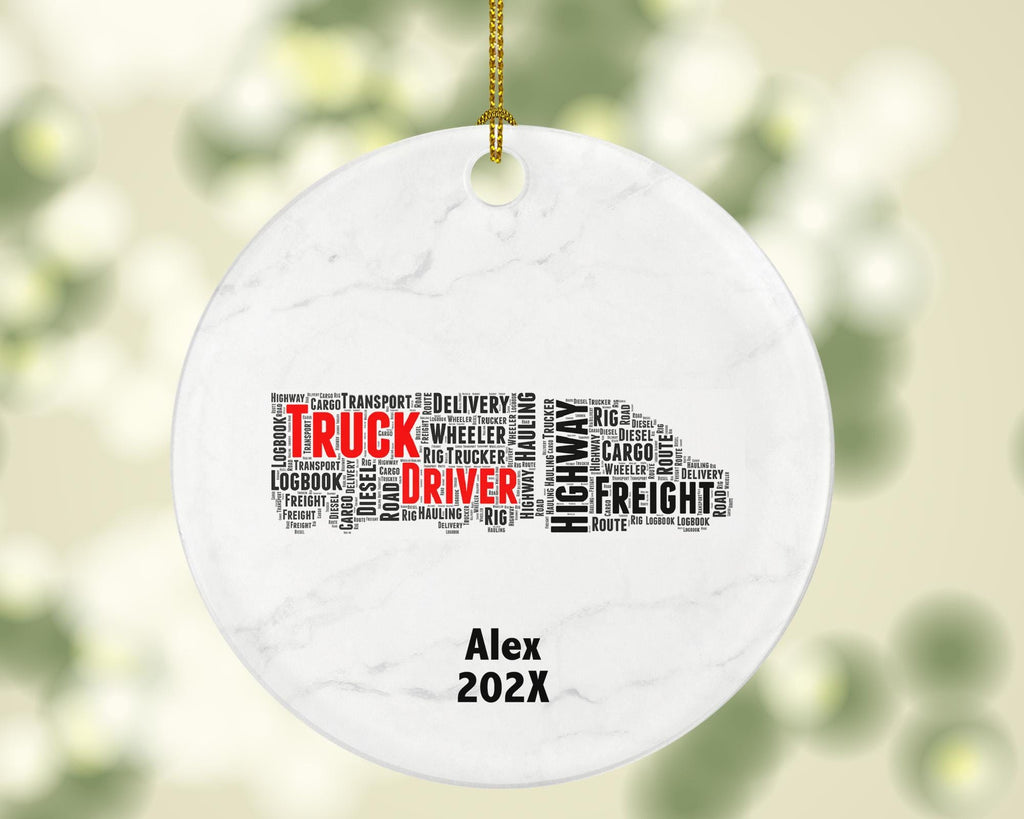 Personalized Truck Driver Ornament – Custom Gift for CDL Drivers and Freight Haulers – Word Art Keepsake