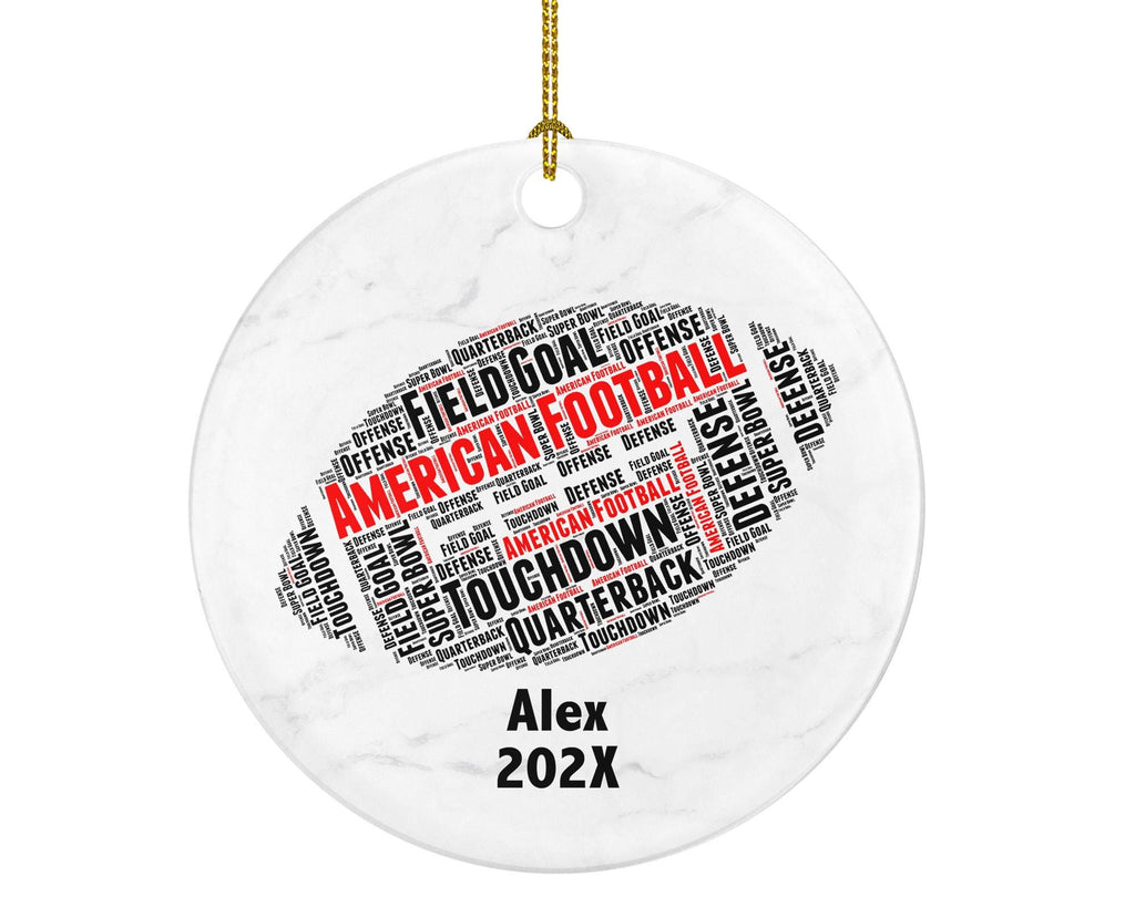 Personalized American Football Christmas Ornament – Custom Sports Gift – Quarterback Touchdown Ornament – Football Player Keepsake
