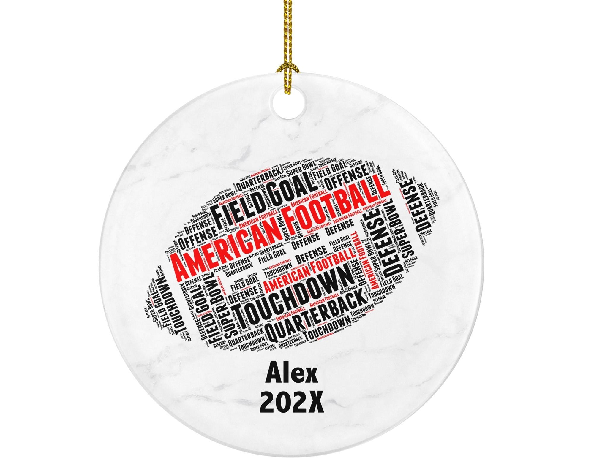 Personalized American Football Christmas Ornament – Custom Sports Gift – Quarterback Touchdown Ornament – Football Player Keepsake