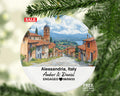Personalized Alessandria Italy Christmas Ornament, Ancient Citadel, Tanaro River, Mr & Mrs Wedding, Engagement, or Honeymoon Keepsake for Couples