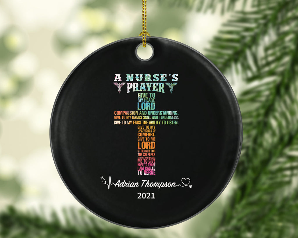 Nurse Prayer Christmas Ornament Personalized - Nursing Registered Nurse Health Worker Gift from Patient for Nurse RN Custom Medical