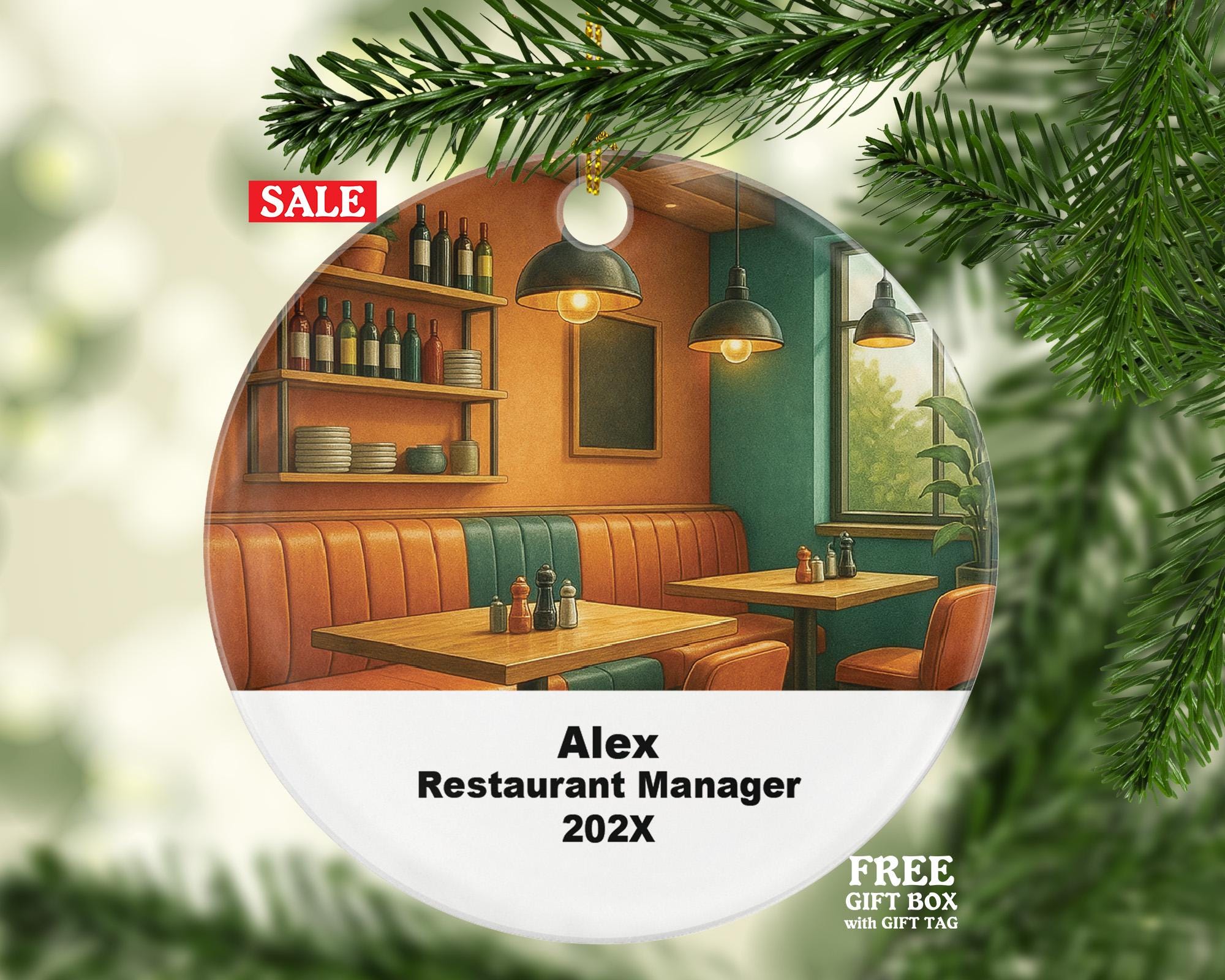 Personalized Restaurant Manager or Owner Ornament – Custom Holiday Gift for Hospitality Leaders – 202X Keepsake