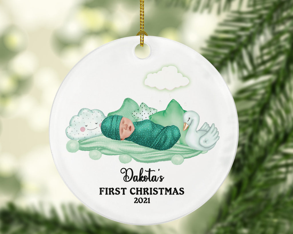 Personalized Christmas Ornament Baby's First New Baby Portrait Parent Girl Boy Mommy Daddy Mom Dad Newborn 1st Gift Custom Name Present