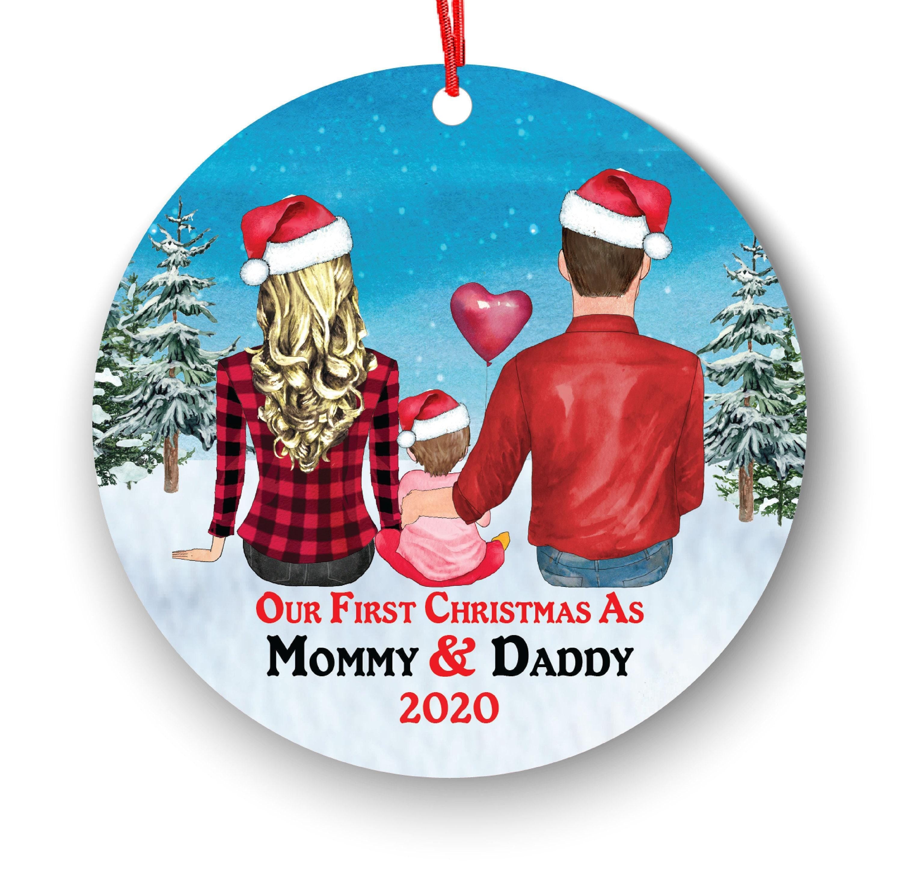 First Christmas Ornament, New Mom and Dad Baby Keepsake (3-Inch Ceramic)