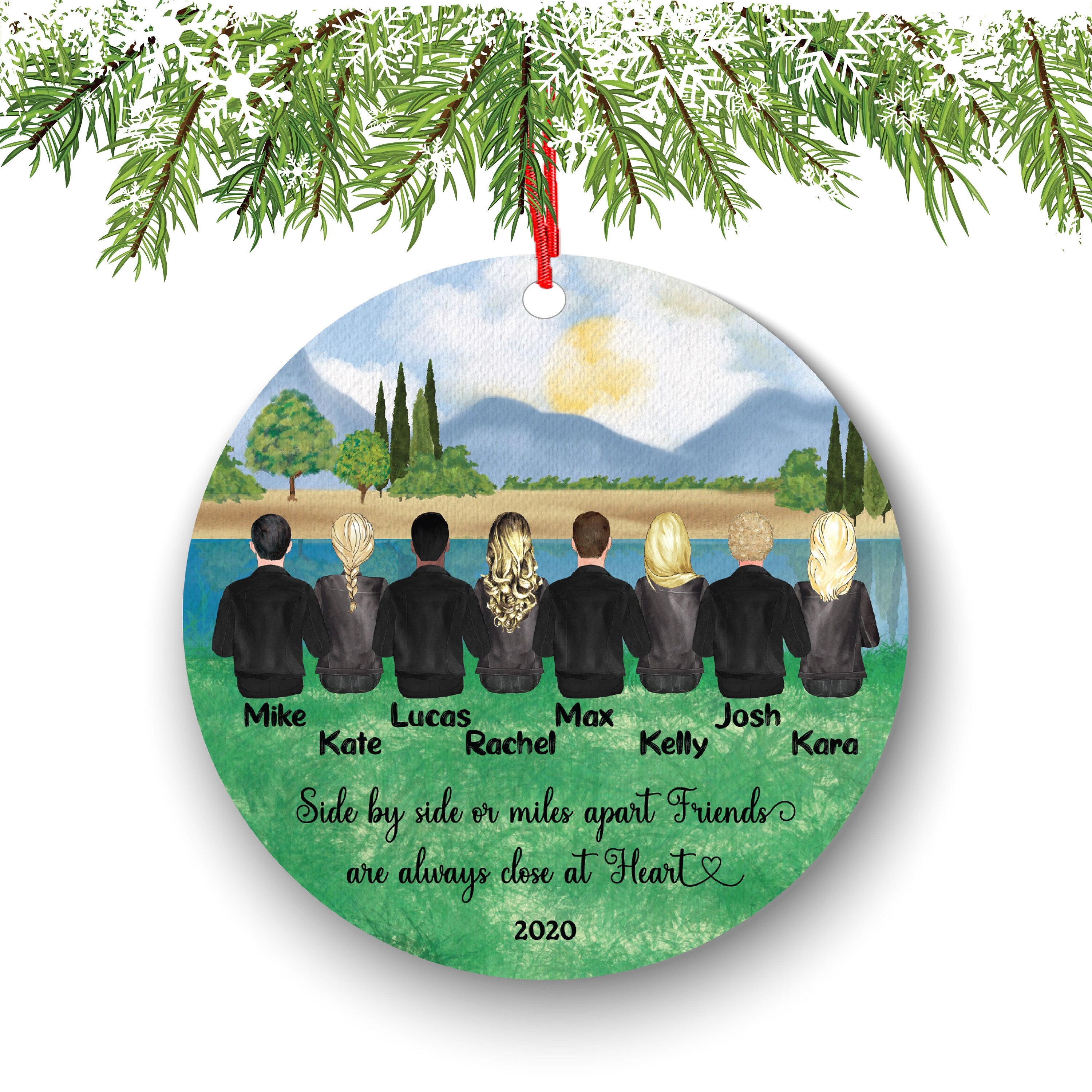 Best Friends Christmas Ornament Male Female Soul Sisters Brothers for 2 3 4 5 6 7 8 for Coworkers Personalized BFF Custom Team School Family