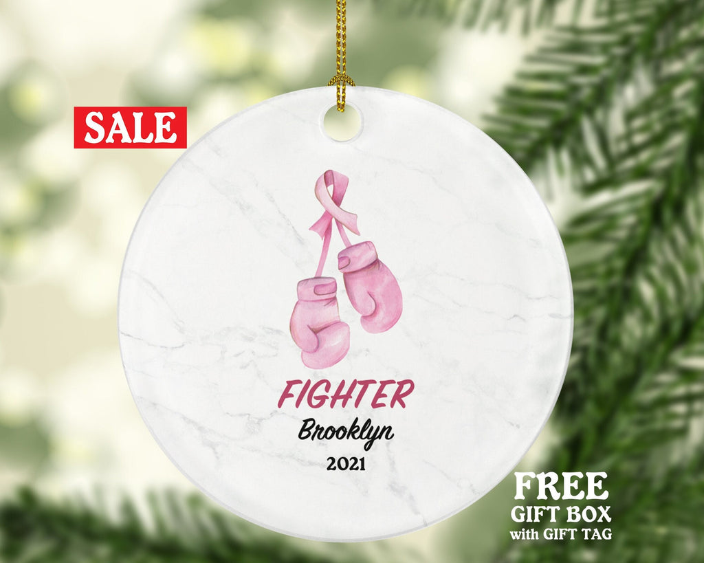 Cancer Fighter Christmas Ornament Personalized, Breast Cancer Awareness, Cancer Survivor Gift