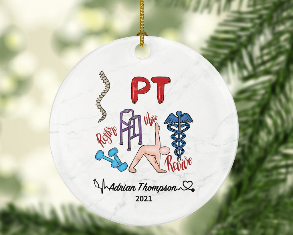 Physical Therapist Christmas Ornament, PT Personalized Gift, Physiotherapist Ornament, Medical Ornament
