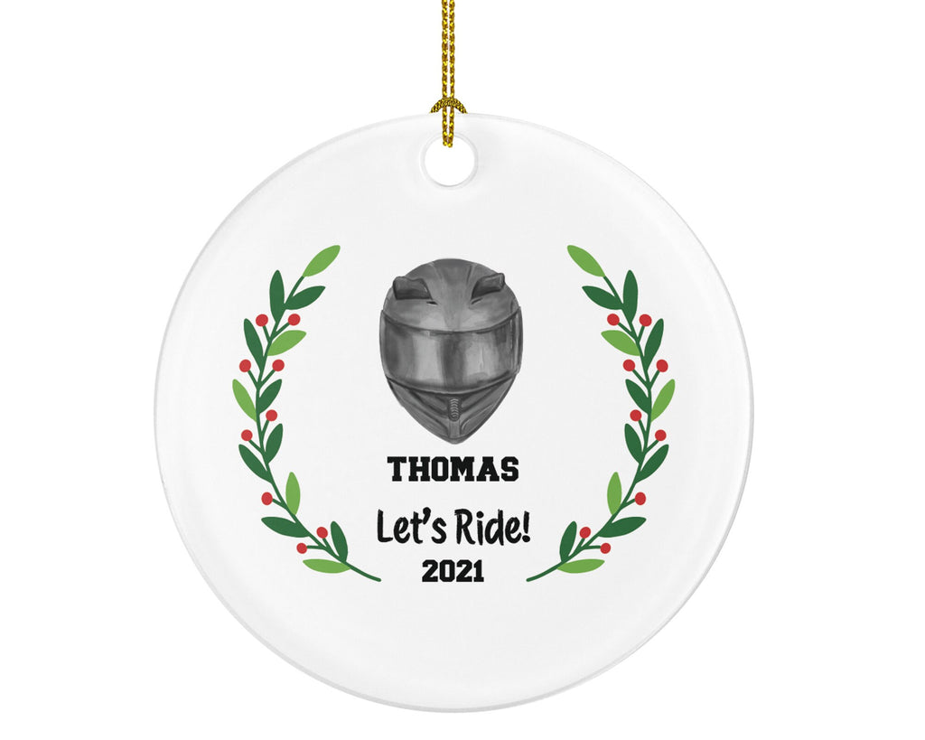 Motorcycle Dirt Bike Rider Helmet Christmas Ornament - Custom Gift for Bikers Racer Motocross Racing Personalized