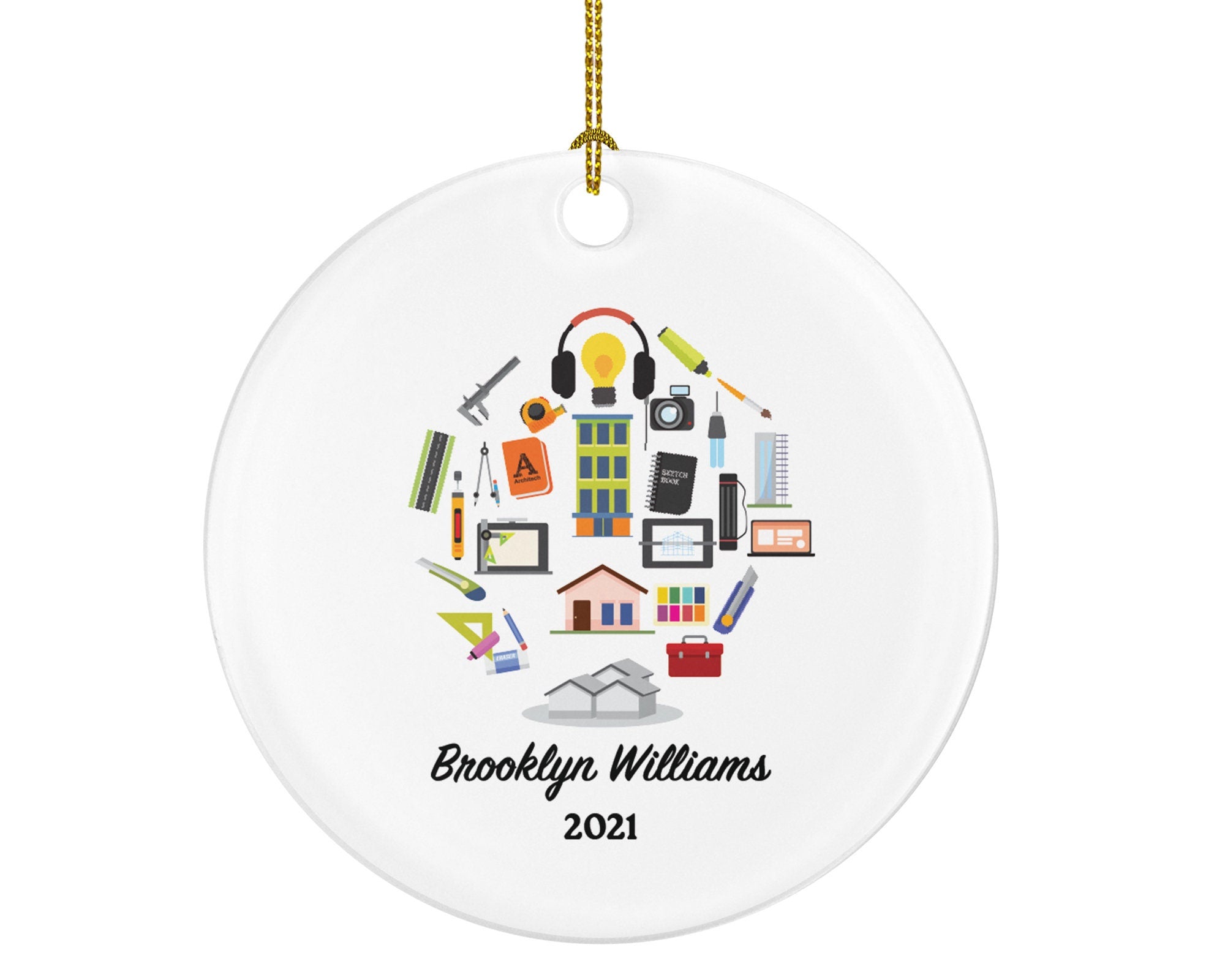 Architect Christmas Ornament, Personalized Architecture gift Custom Architect Present