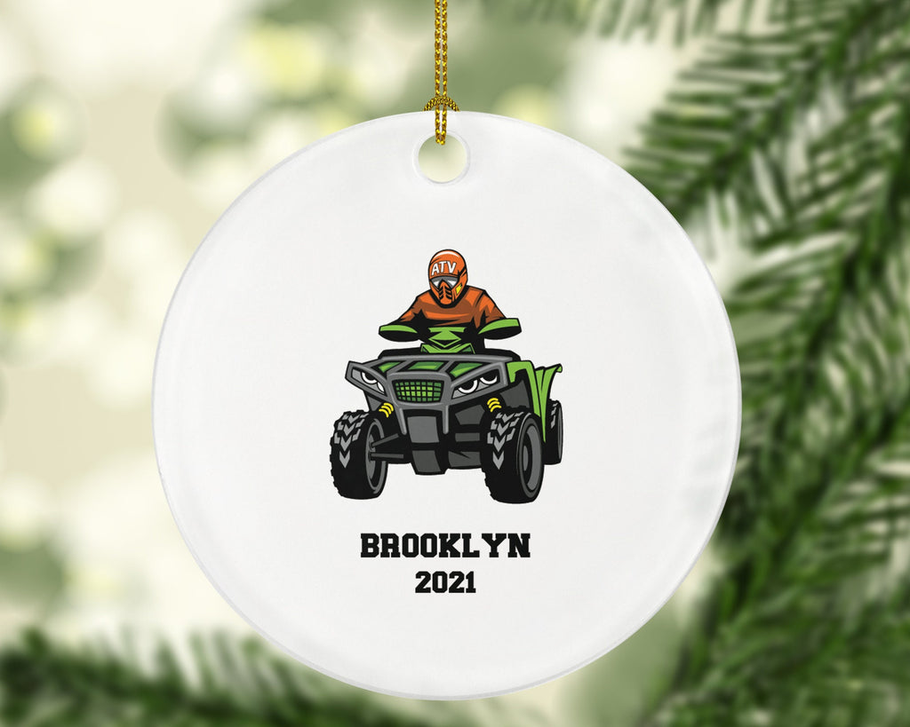 ATV Four Wheeler Christmas Ornament Personalized, Quad Bike Rider, 4 Wheeler UTV Gift