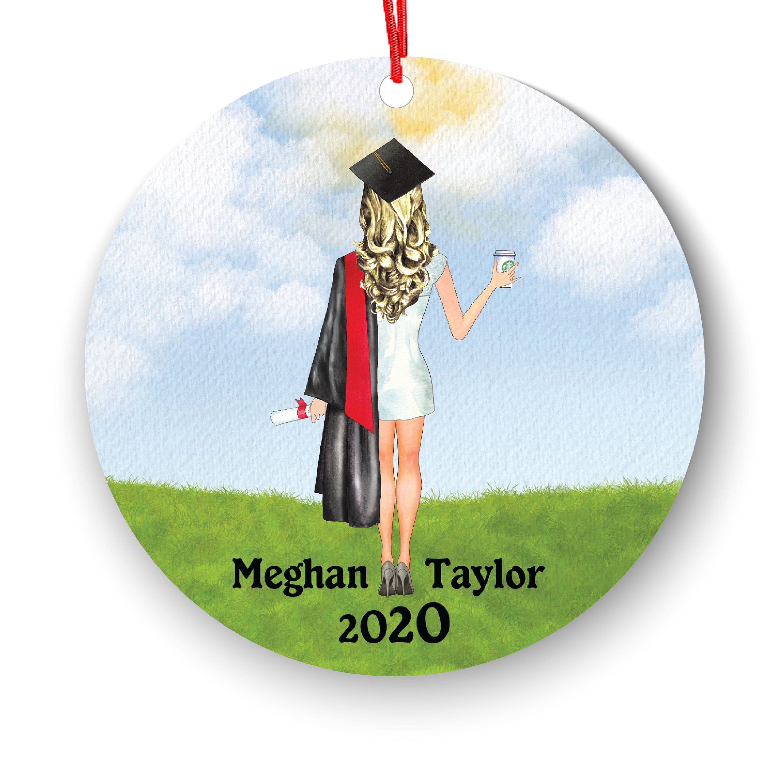 Personalized Graduation Christmas Ornament Class of 2020 2021 Custom Gift for Graduate Masters Bachelor Doctorate College High School Degree