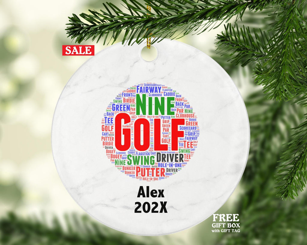 Personalized Golf Christmas Ornament – Custom Golfer Gift – Golf Ball Ornament – Golf Player Holiday Keepsake