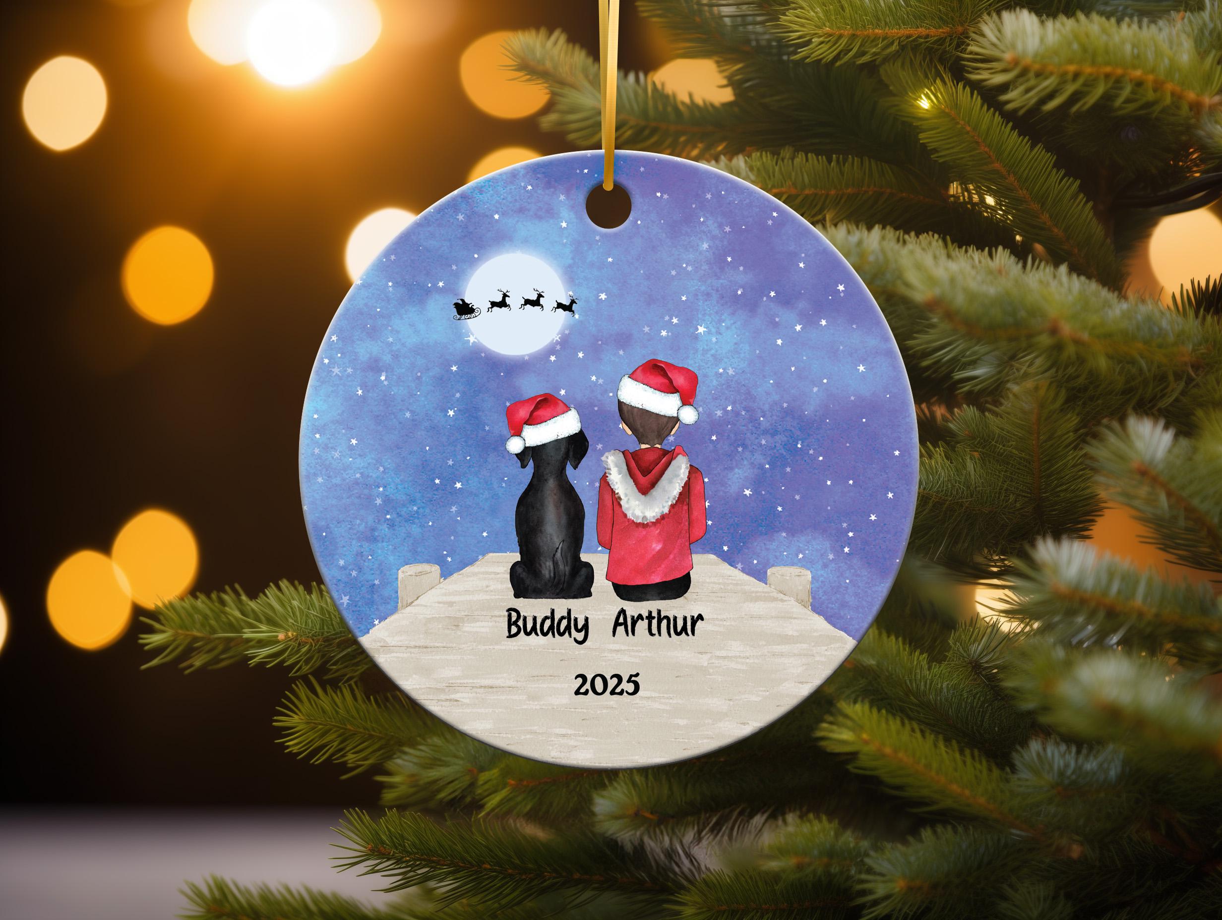 Dog Cat Pet and Boy Doc Personalized Christmas Ornament Rabbit Horse Pig Bird Otter Custom Son Lover Owner Gift Fur Holiday Rescue Breeds