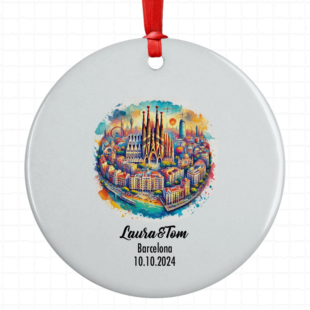 Barcelona, Spain, Ornament, Engagement, Married, Travel, Gift for Engaged Couple, Engagement Gift, Trip, Vacation Souvenir