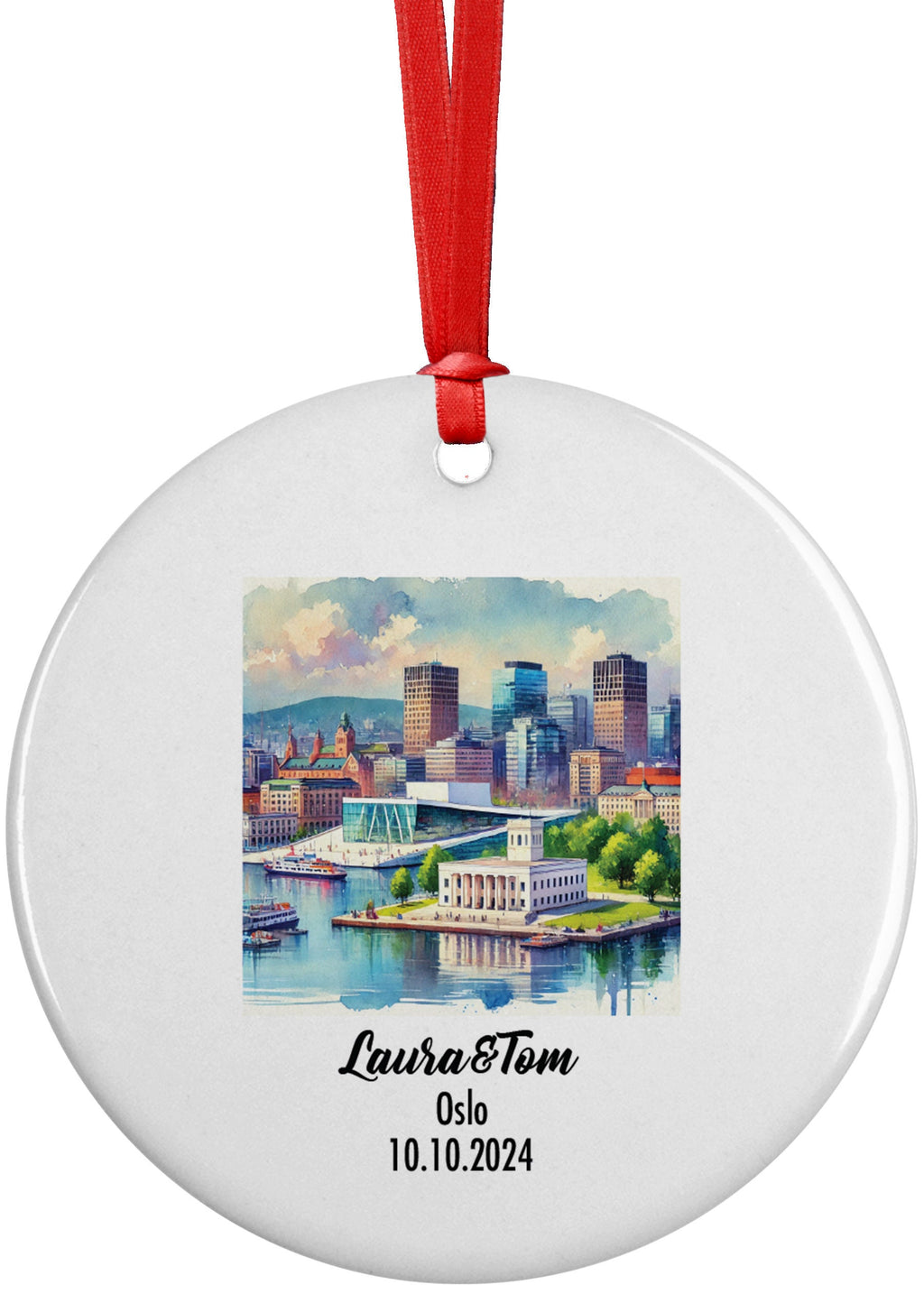 Oslo, Norway, Ornament, Engagement, Married, Travel, Gift for Engaged Couple, Engagement Gift, Trip, Vacation Souvenir