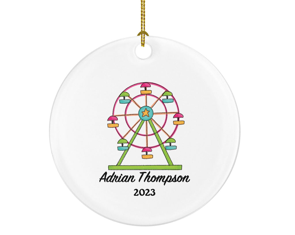Ferris Wheel Amusement Park Christmas Ornament - Personalized Theme Park Worker Gift - Carousel Roller Coaster Fairgrounds Vacation Travel