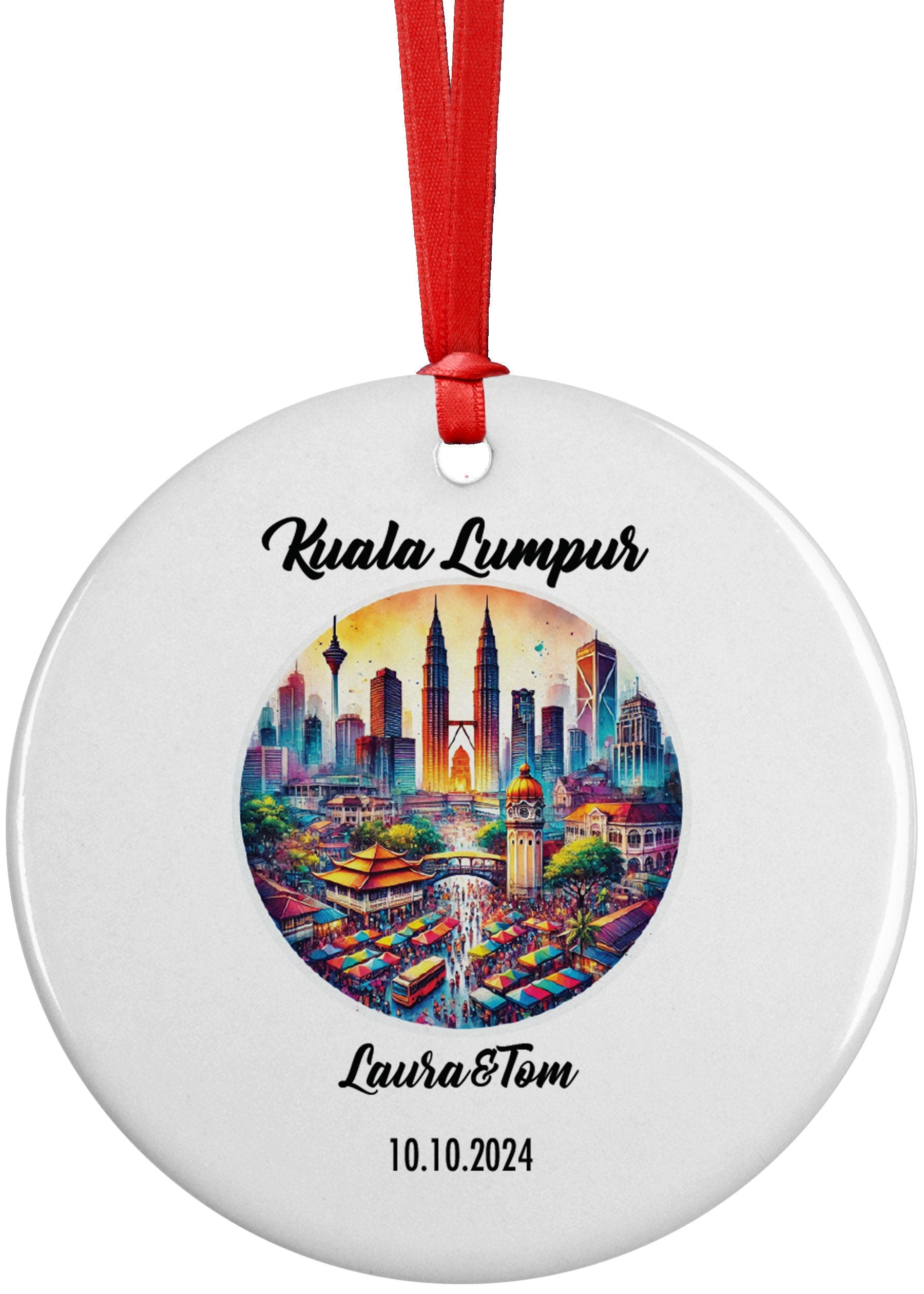 Kuala Lumpur, Malaysia, Ornament, Engagement, Married, Travel, Gift for Engaged Couple, Engagement Gift, Trip, Vacation Souvenir