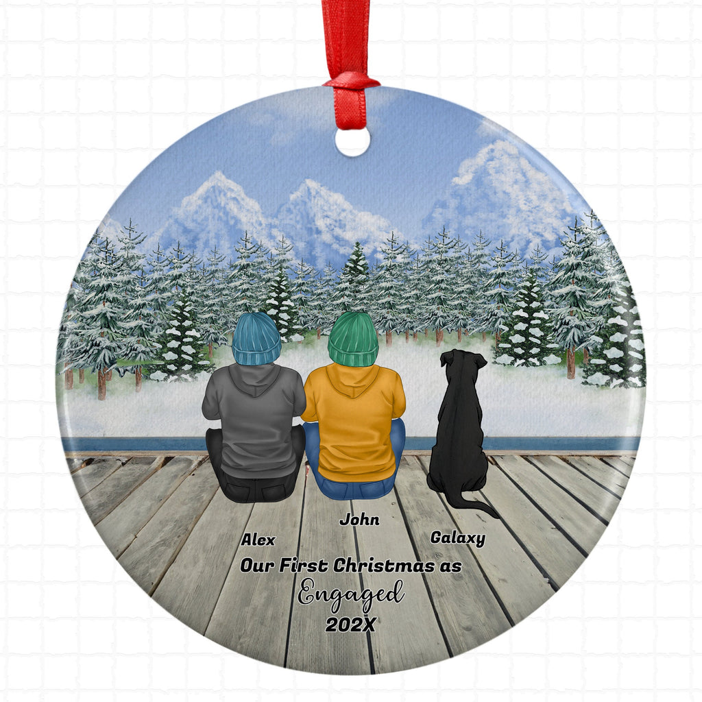 Personalized Mr and Mr Gay Couple Christmas Ornament Pet Custom Ceramic Keepsake Couples Dog Cat Owners Married Holiday Gift Winter Scene