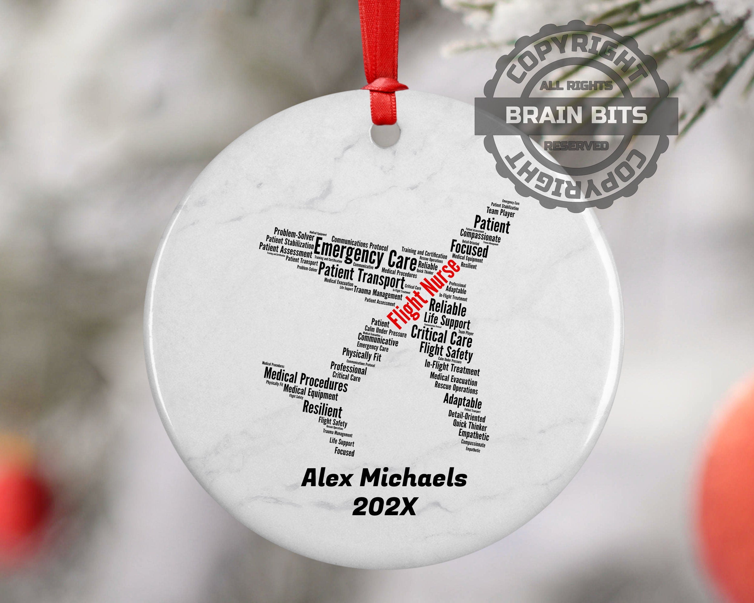 Flight Nurse Personalized Christmas Ornament