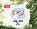 First Christmas Engaged Personalized Ornament - Engagement Announcement Couple Gift - Snowmen