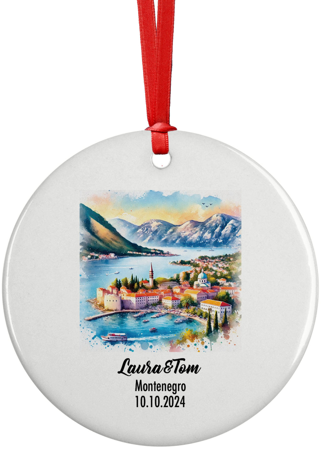 Montenegro, Kotor, Ornament, Engagement, Married, Travel, Gift for Engaged Couple, Engagement Gift, Trip, Vacation Souvenir
