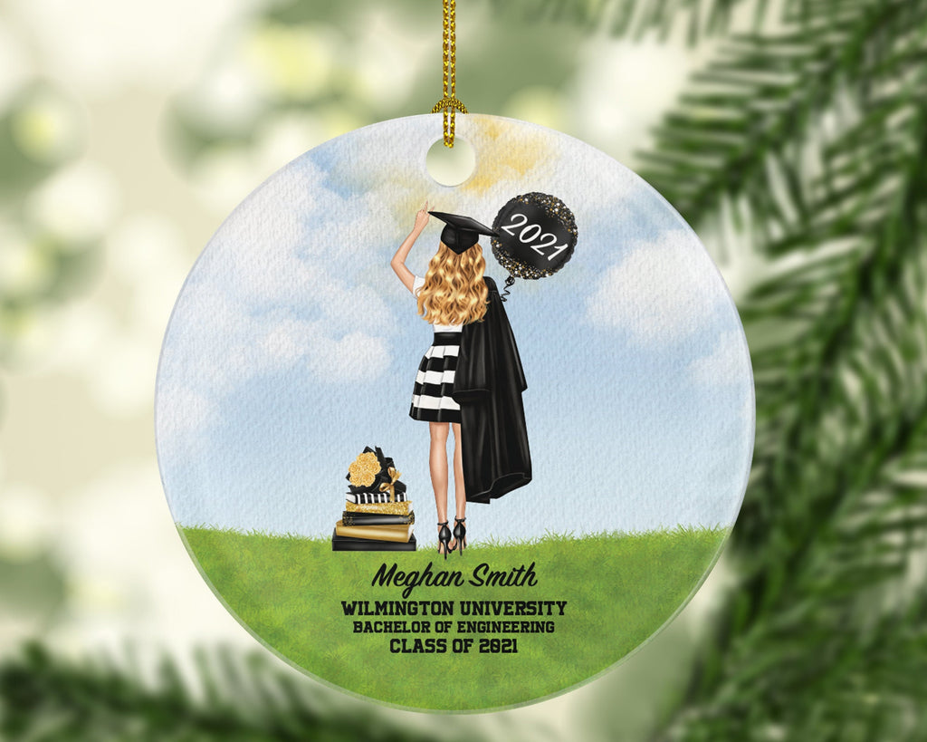 Personalized Graduation Christmas Ornament - Class of Custom Gift for Graduate Masters Bachelor Doctorate College High School Degree