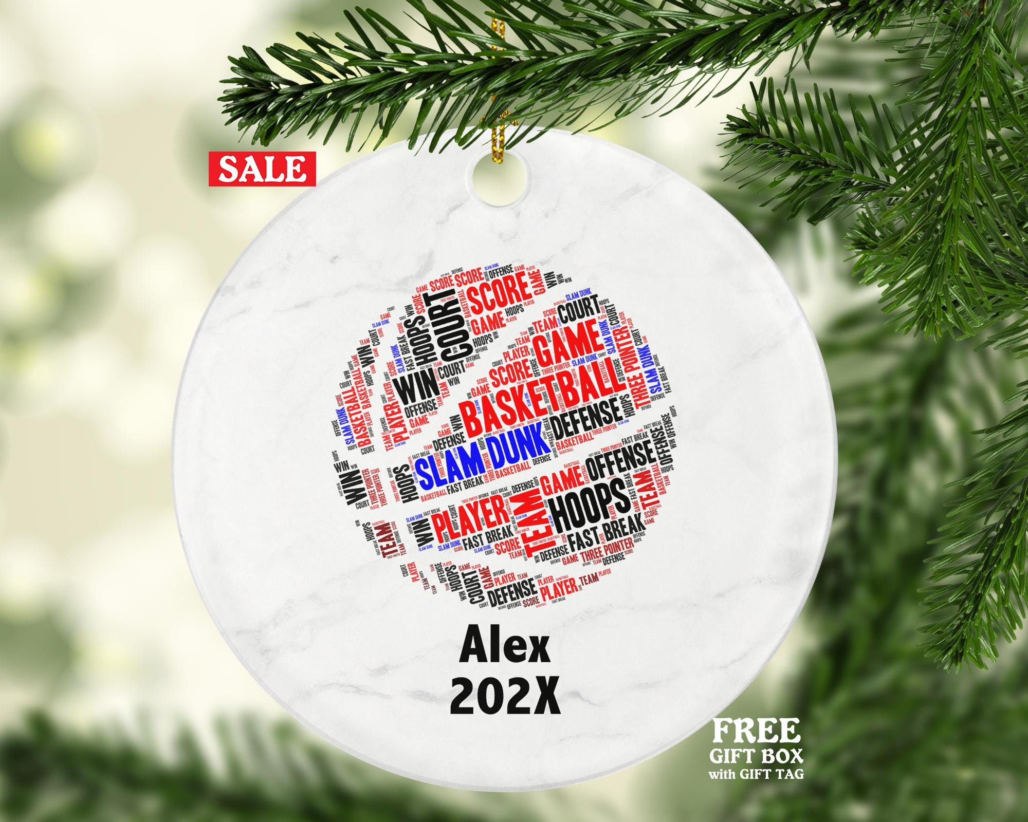 Personalized Basketball Christmas Ornament – Custom Sports Gift – Slam Dunk Ornament – Basketball Player Holiday Keepsake