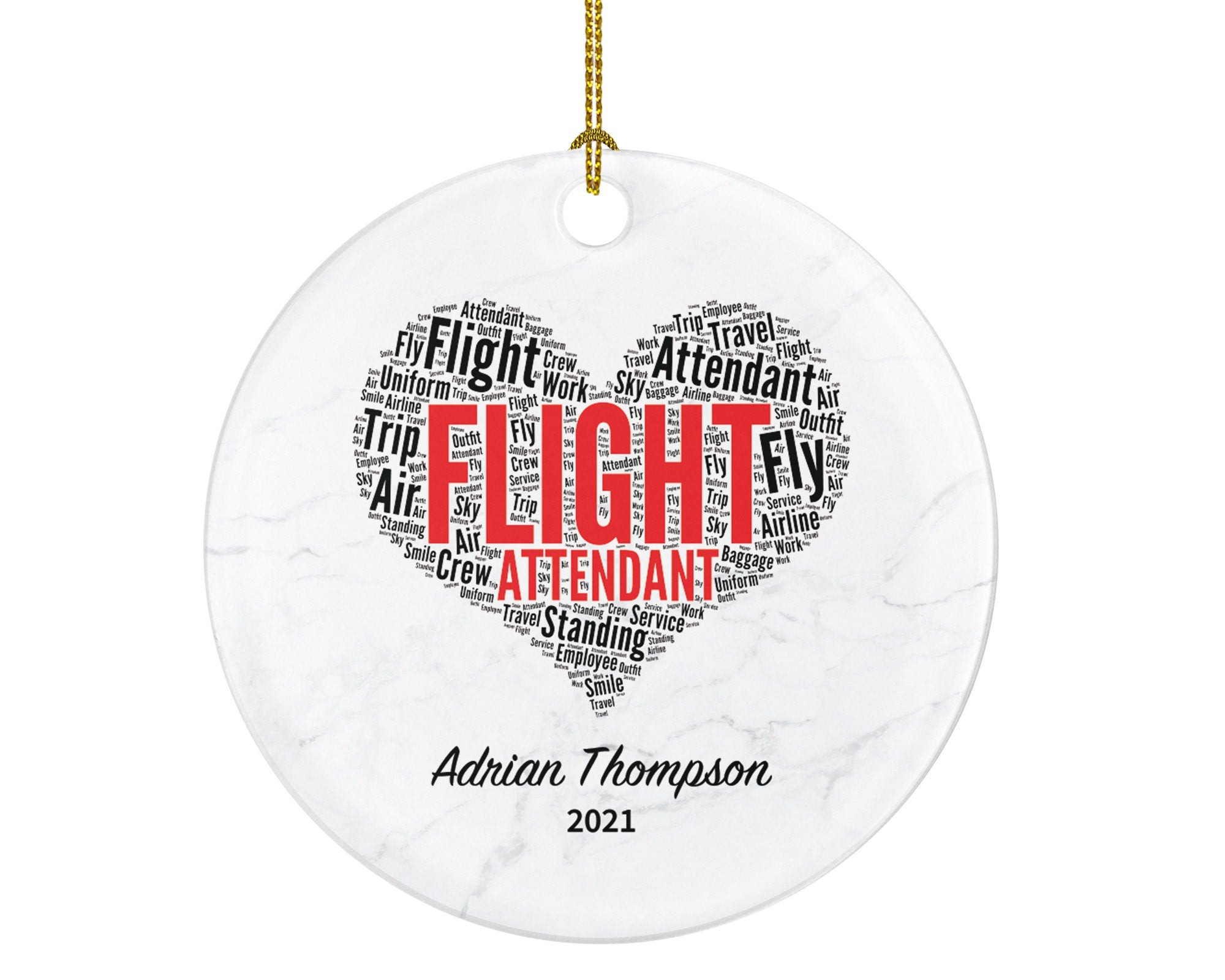 Flight Attendant Airport Worker Christmas Ornament Personalized - Custom Flight Attendant Gift