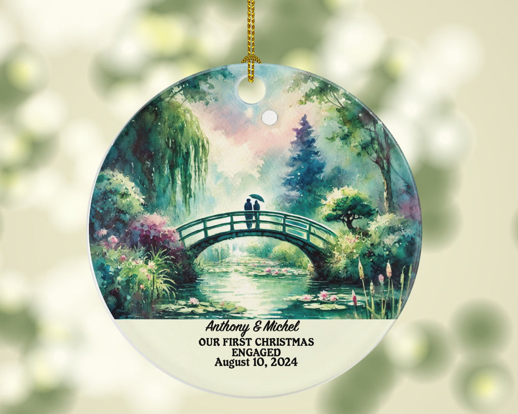 First Christmas Engaged Custom Ornament - Personalized Engagement Announcement Couple Gift - Custom Date Name - Future Husband Wife