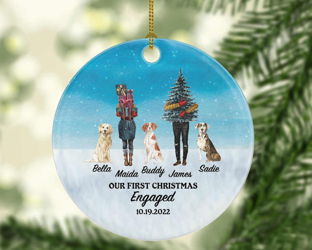 Cat Dog Owner Engaged Couple Personalized Christmas Ornament First Engagement Announcement Custom Pet Lover Gift Fur Holiday Rescue Breeds