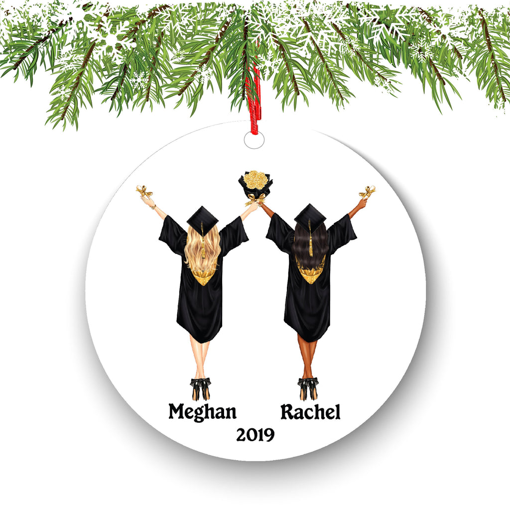 Personalized Graduation Christmas Ornament Class of 2020 2021 for Graduate Female Bff Besties Masters Bachelor Doctorate College High School