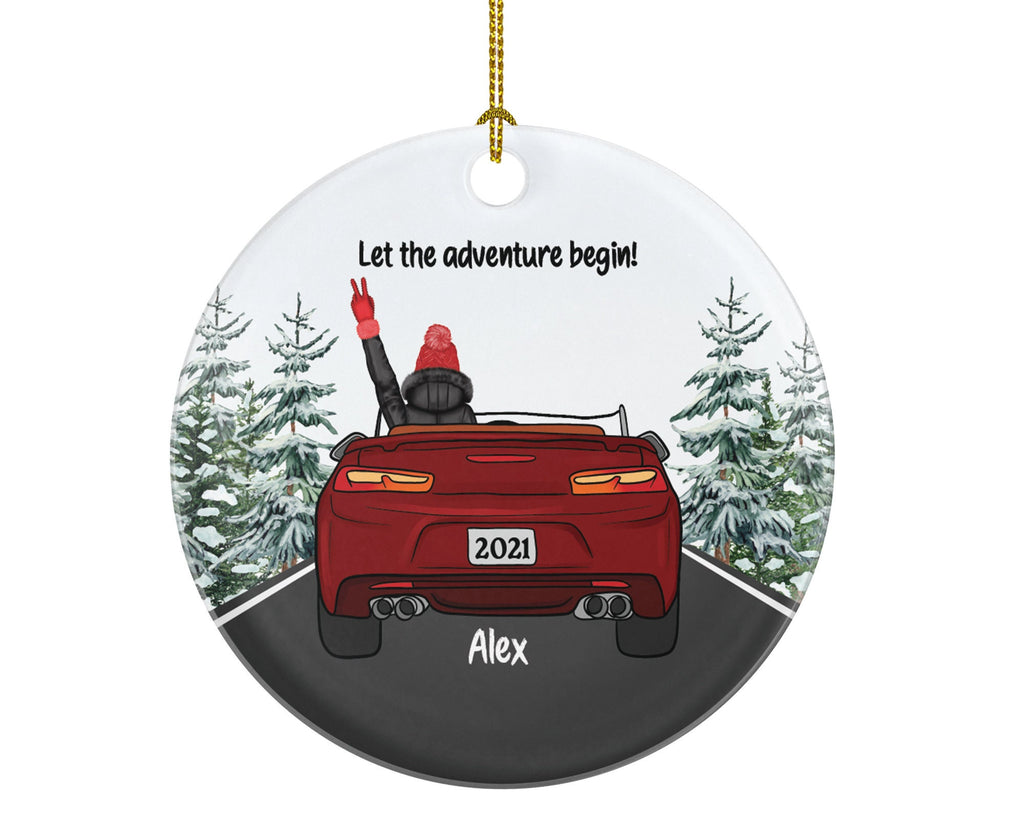 Personalized New Driver Christmas Ornament Girl Female Car Driving Convertible License Owner Driver's License Plate Custom Gift For Teenage