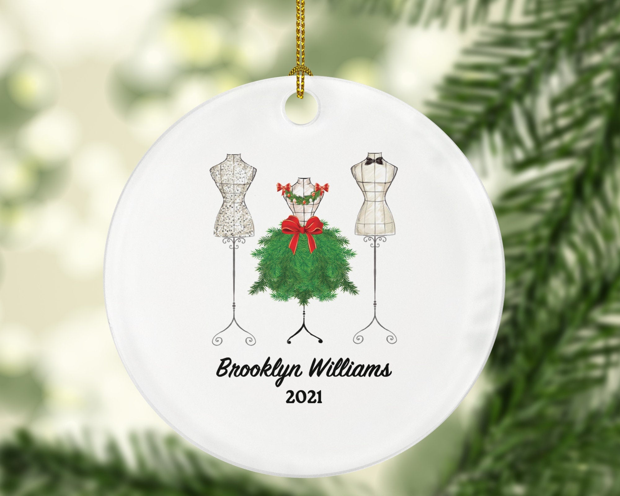 Fashion Designer Christmas Ornament Personalized, Fashion Design Gift, Textiles, Sewing, Apparel, Styling Custom Name and Year