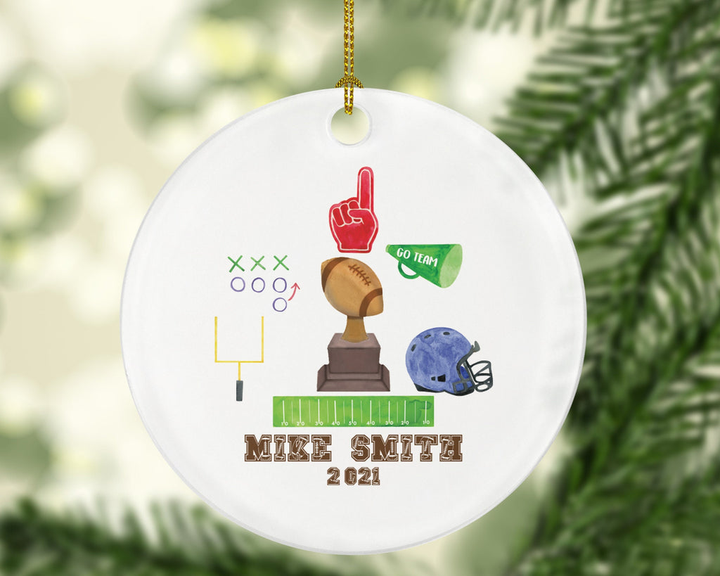 Football Rugby Team Player Gamer Christmas Ornament Personalized - Sports Match Boys Senior Gift Custom Name