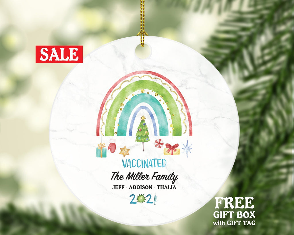 Covid Vaccinated Family Christmas Ornament - Personalized  Covid-19 Vaccine Fully Vaccinated Family Ornament