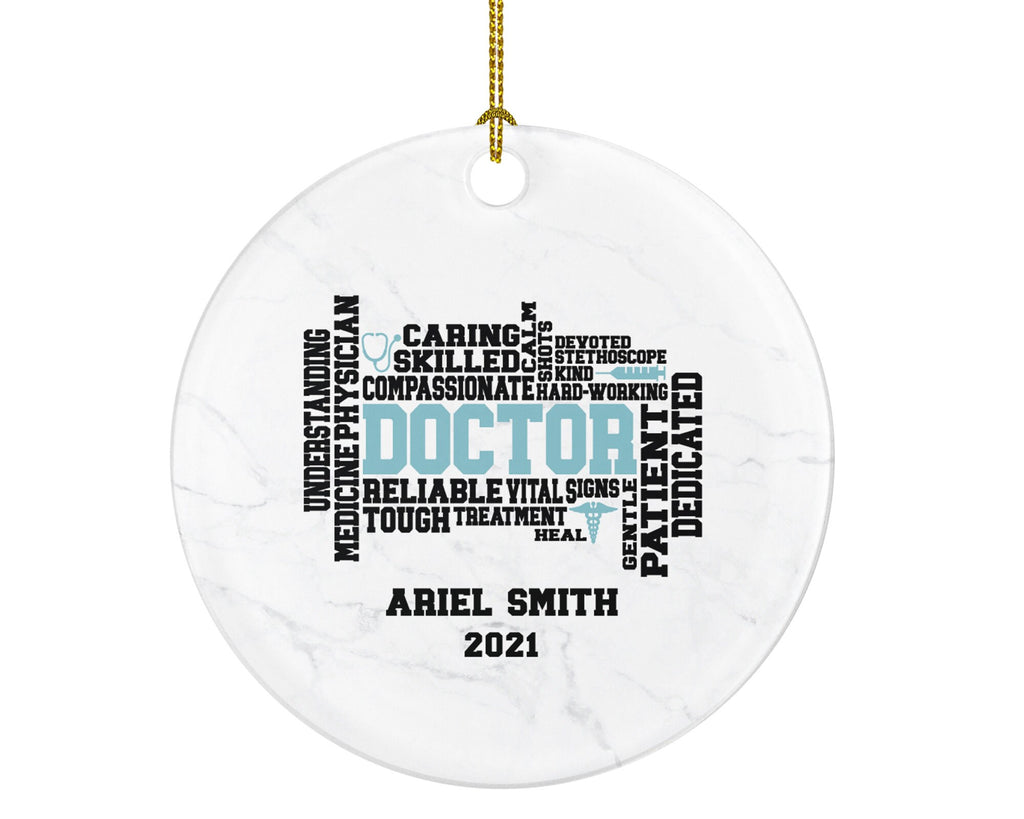 Doctor Christmas Ornament Personalized - Medical Doctor Health Worker Gift from Patient for Physician Practitioner MD