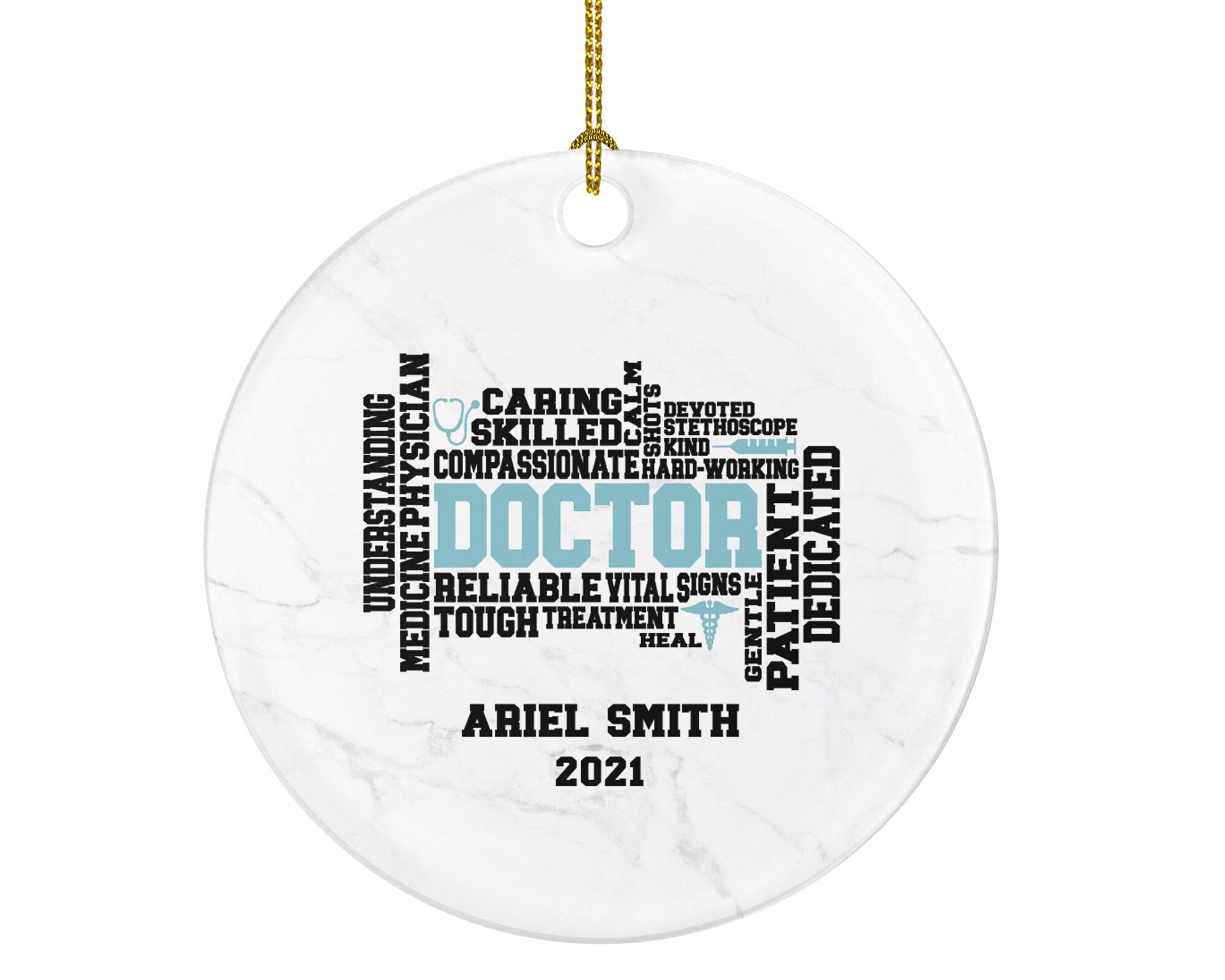Doctor Christmas Ornament Personalized - Medical Doctor Health Worker Gift from Patient for Physician Practitioner MD